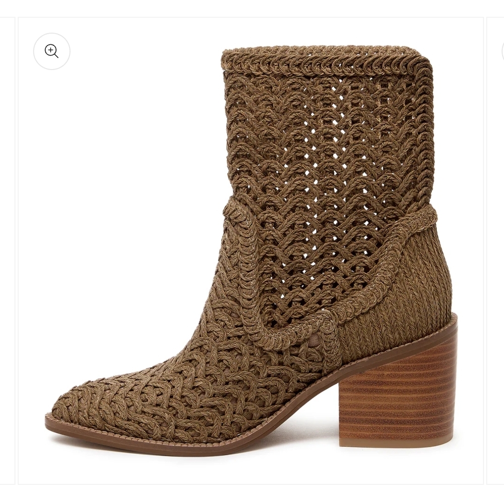 BNIB Kelsi Dagger Emery "crochet" leather  ankle Boots in brown, size 9.